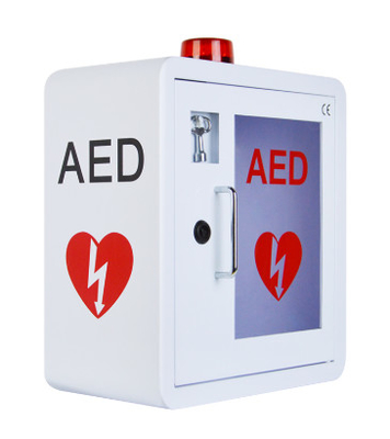Caixa de canto redonda interna da parede do AED do desfibrilador dos primeiros socorros da emergência com luz do estroboscópio